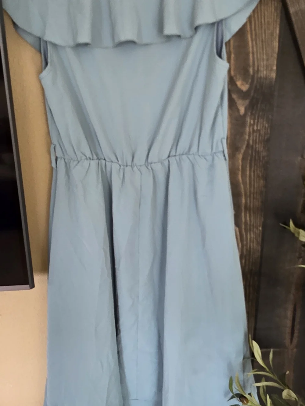 Ruffled V-Neck Midi Dress in Light Blue by Fashion
